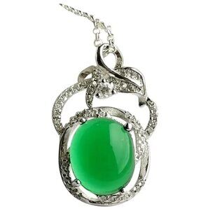 VINTAGE inspired sterling silver cz green onyx pendant necklace